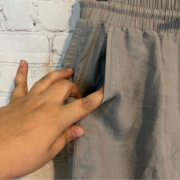 Athleta Linen Bali Ankle Cuffed Grey Pants size 4 - Picture 4 of 9